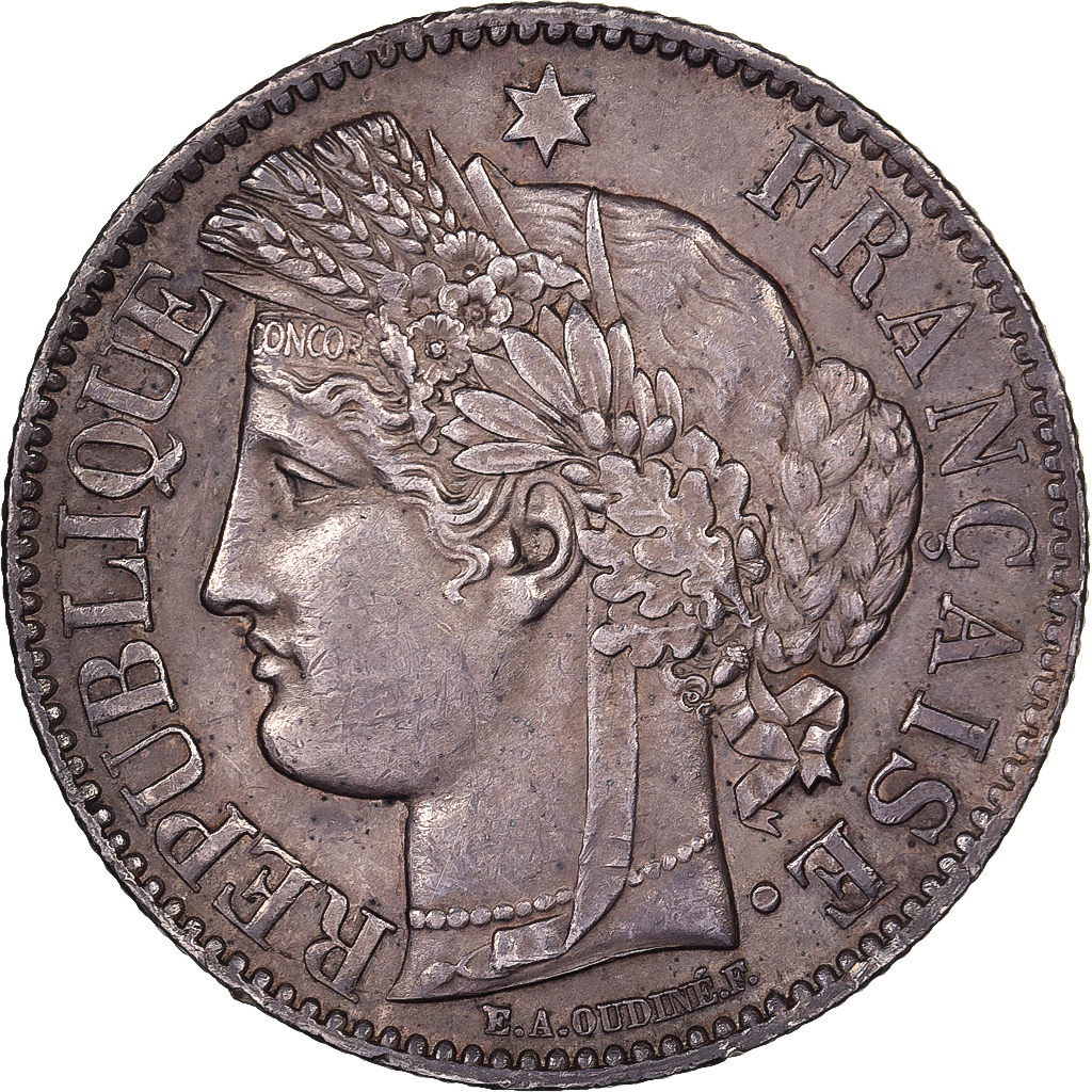 France, 2 Francs, Cérès, 1871, Bordeaux, Silver, AU(55-58), KM:817.2