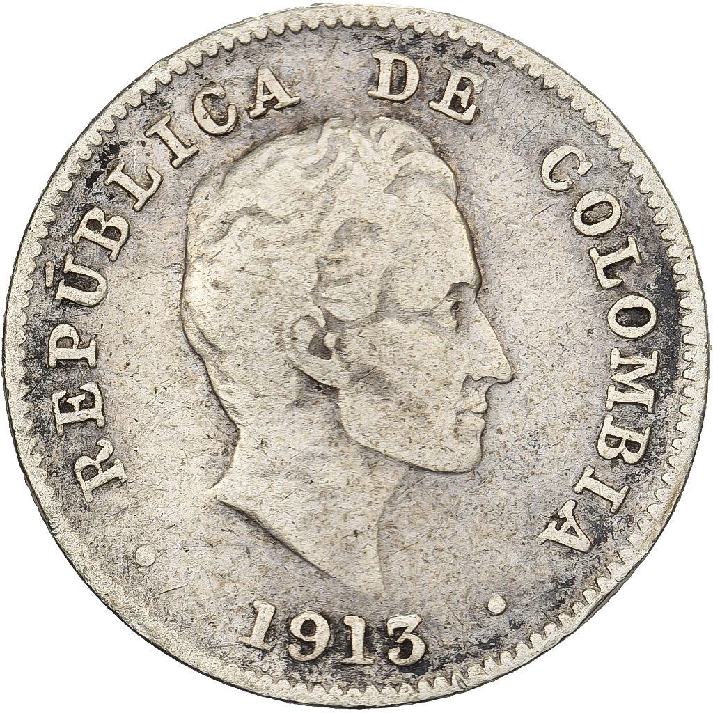 Colombia, 10 Centavos, 1913, Silver, , KM:196.1