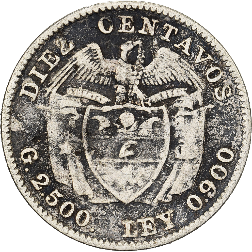 Colombia, 10 Centavos, 1913, Silver, , KM:196.1