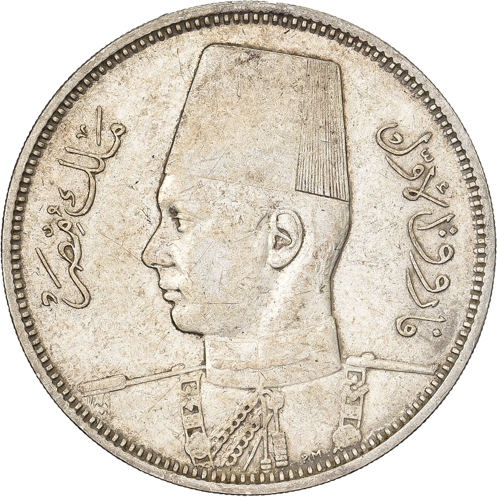 Egypt, Hussein Kamil, 5 Piastres, 1939 / AH 1358, British Royal Mint, Silver