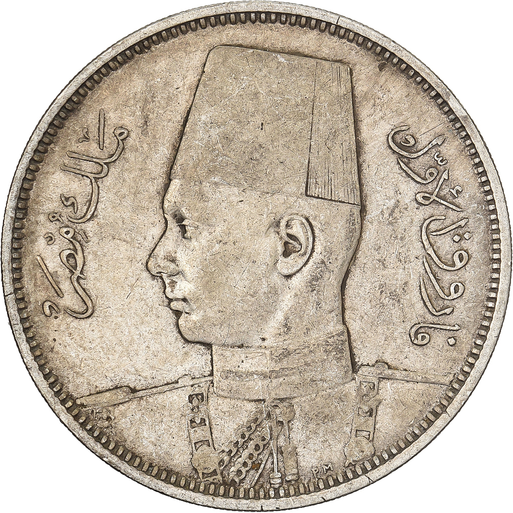 Egypt, Hussein Kamil, 5 Piastres, 1939 / AH 1358, British Royal Mint, Silver