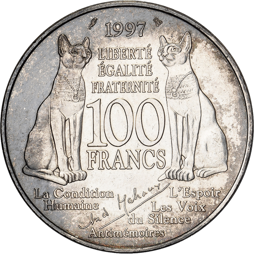 France, 100 Francs, André Malraux, 1997, Paris, Silver, , KM:1188