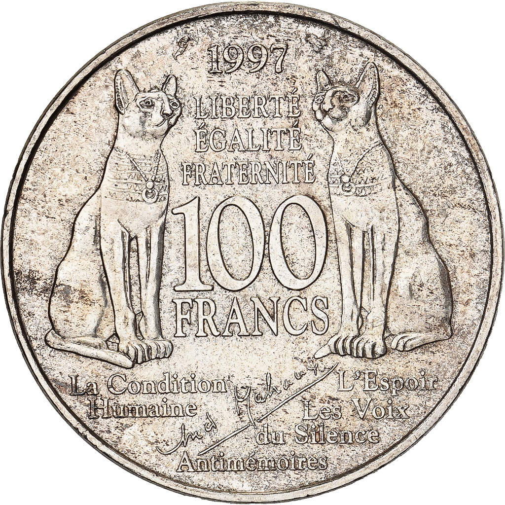 France, 100 Francs, André Malraux, 1997, Paris, Silver, , KM:1188