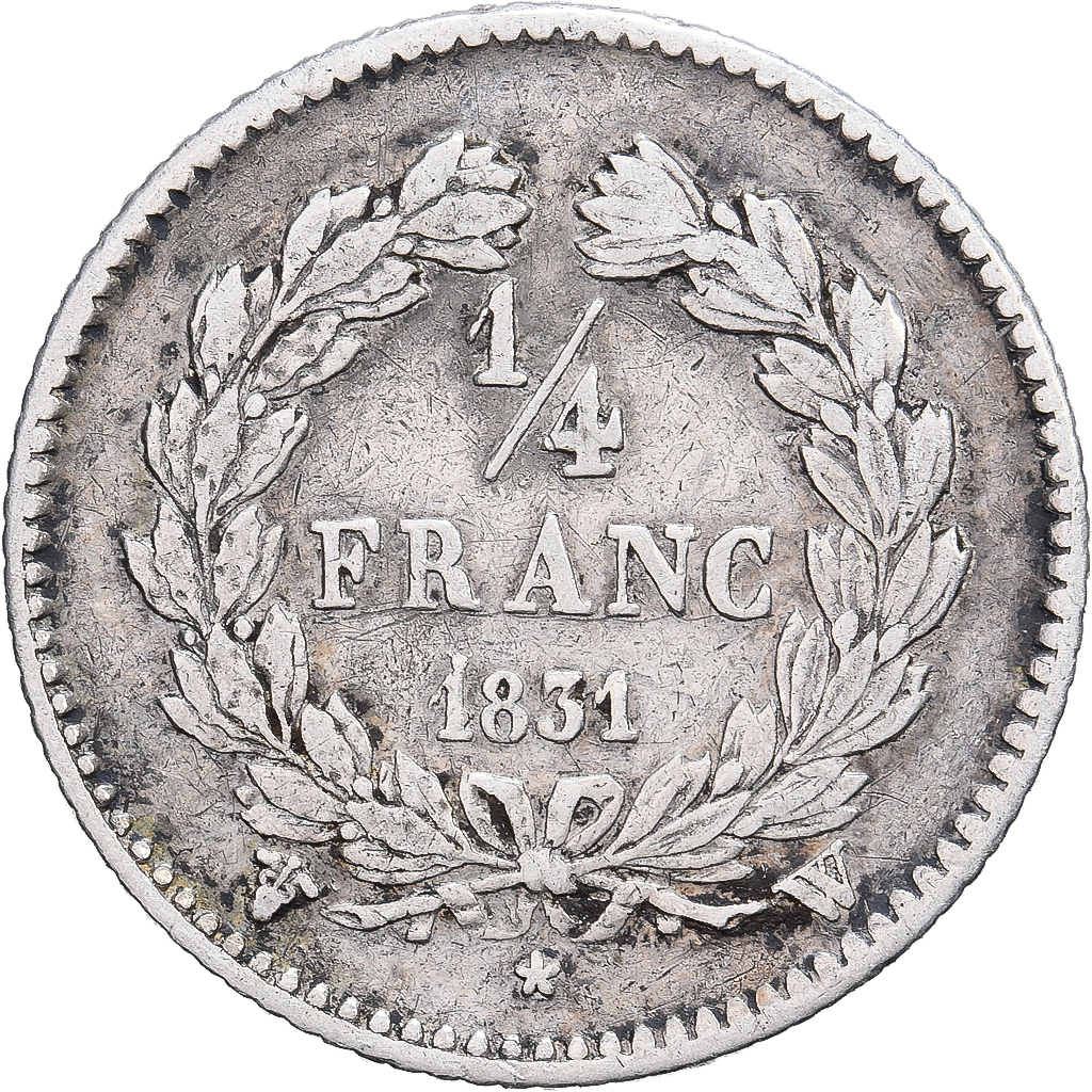 France, 1/4 Franc, Louis-Philippe, 1831, Lille, Silver, EF, KM:740.13