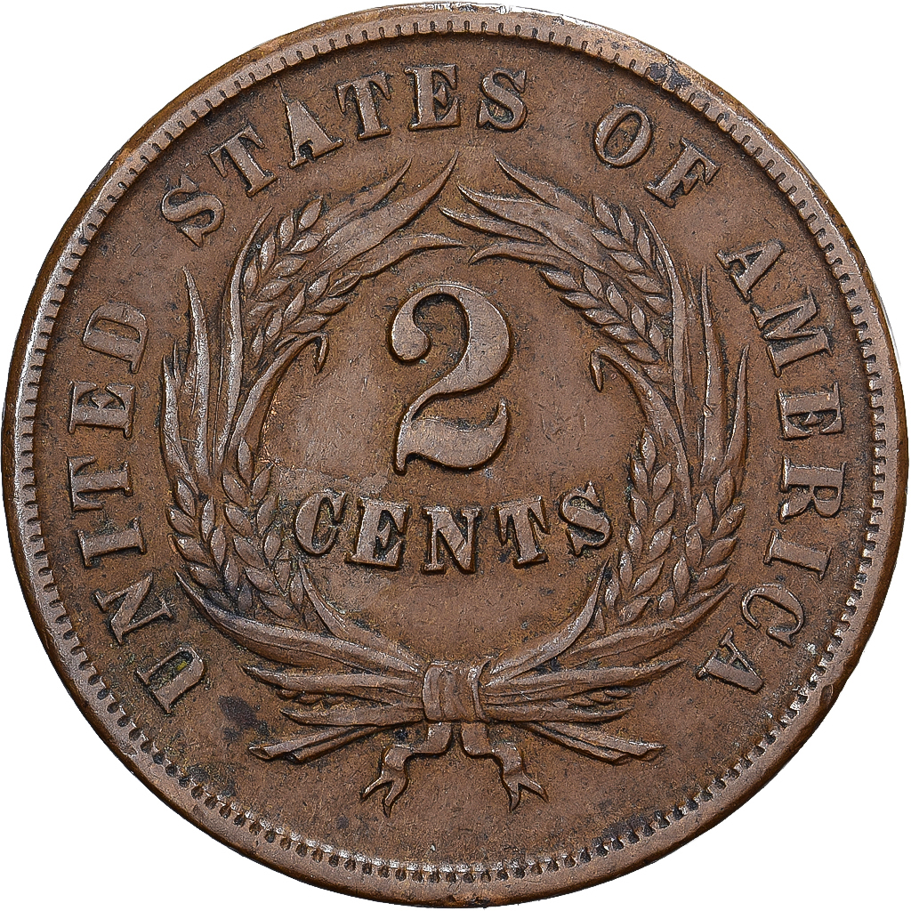 United States, 2 Cents, 1864, Philadelphia, Copper-Tin-Zinc, AU, KM:94