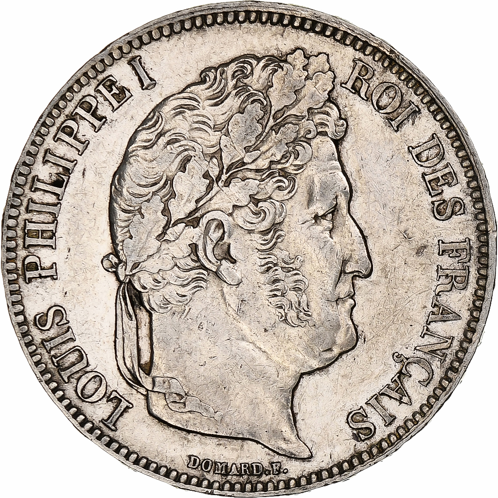 France, 5 Francs, Louis-Philippe, 1838, Marseille, Silver, 