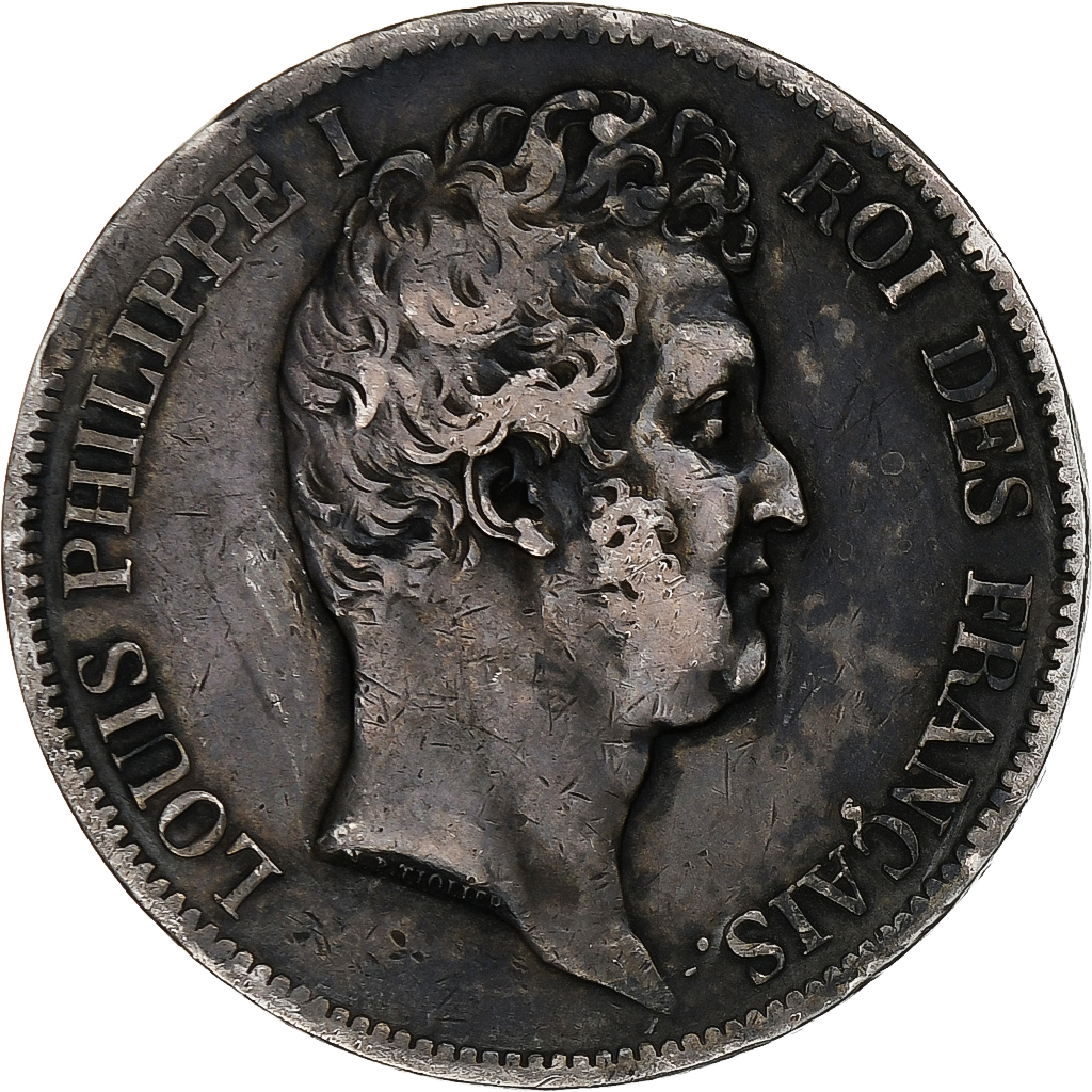 France, 5 Francs, Louis-Philippe, 1831, Lyon, Silver, EF, Gadoury:676