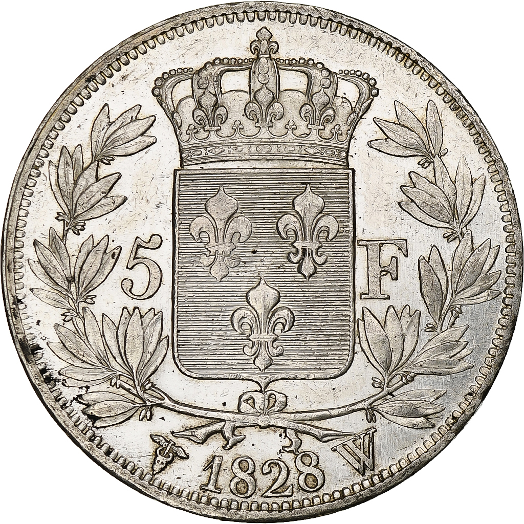 France, 5 Francs, Charles X, 1828, Lille, Silver, , Gadoury:644