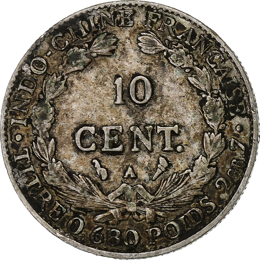 FRENCH INDO-CHINA, 10 Cents, 1924, Paris, Silver, , KM:16.1