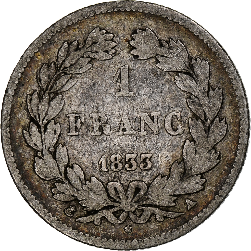 France, Franc, Louis-Philippe, 1833, Paris, Silver, , Gadoury:453