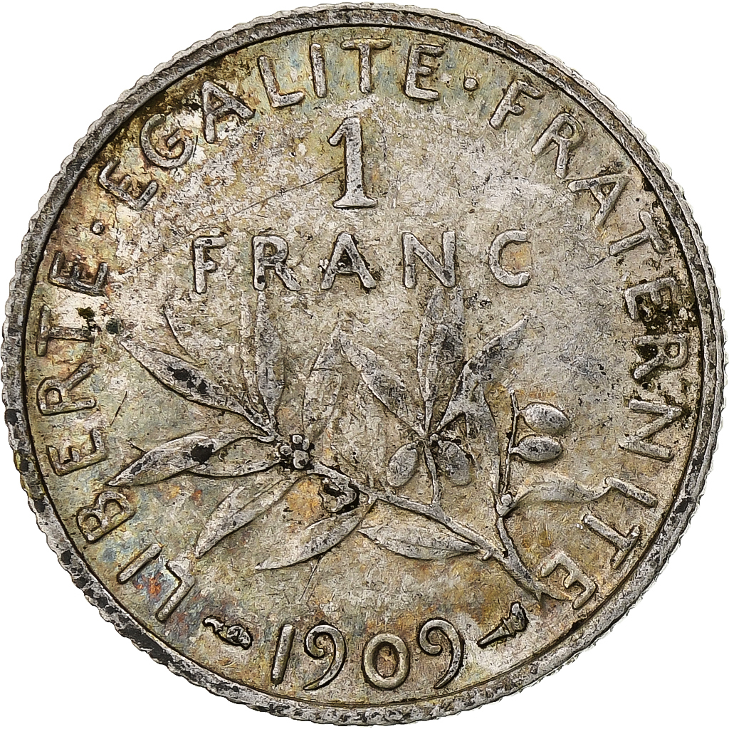 France, Franc, Semeuse, 1909, Paris, Silver, , Gadoury:467, KM:844.1