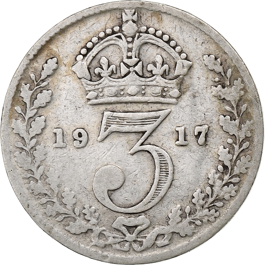 Great Britain, George V, 3 Pence, 1917, Silver, , KM:813