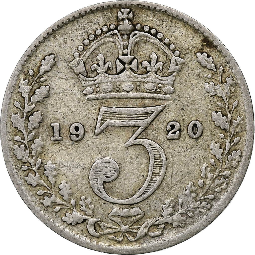 Great Britain, George V, 3 Pence, 1920, Silver, , KM:813
