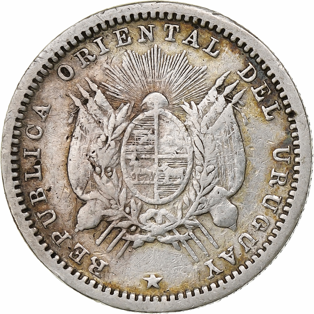 Uruguay, 10 Centesimos, 1877, Uruguay Mint, Silver, , KM:14