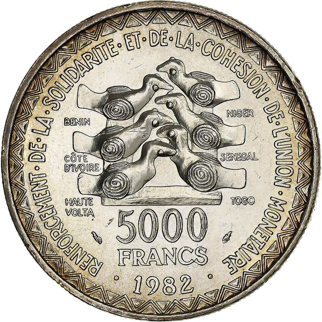 West African States, 5000 Francs, 1982, Silver, , KM:11