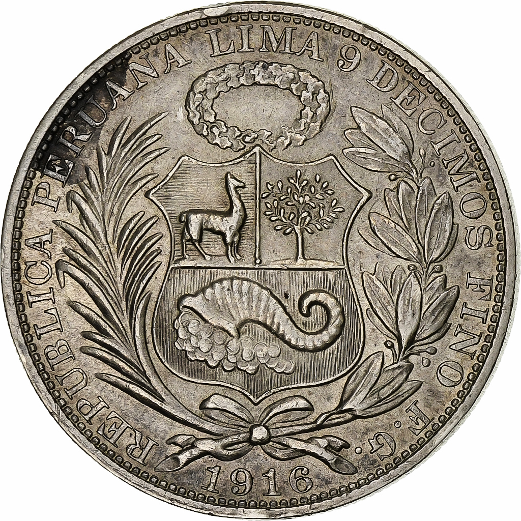 Peru, Sol, 1916, Lima, Silver, , KM:196.28