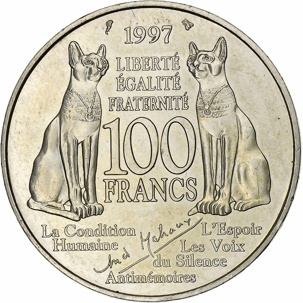 France, 100 Francs, André Malraux, 1997, Silver, , KM:1188