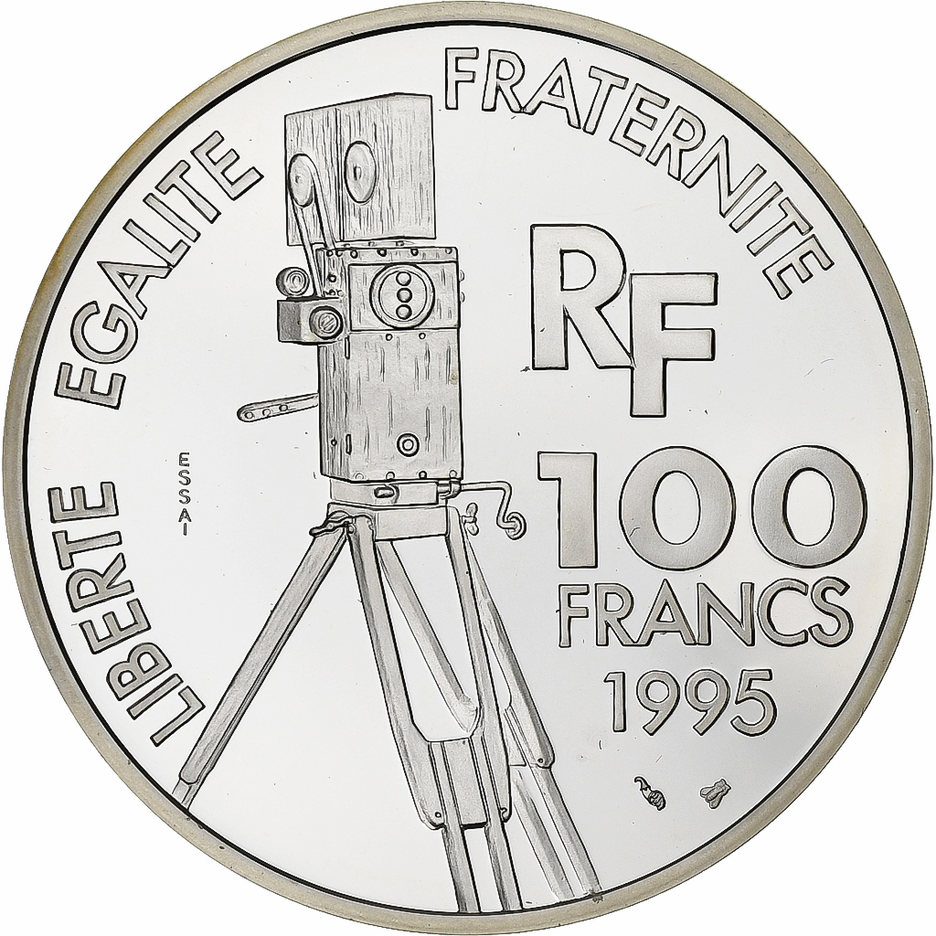 France, 100 Francs, Alfred Hitchcock, 1995, Monnaie de Paris, ESSAI, Silver