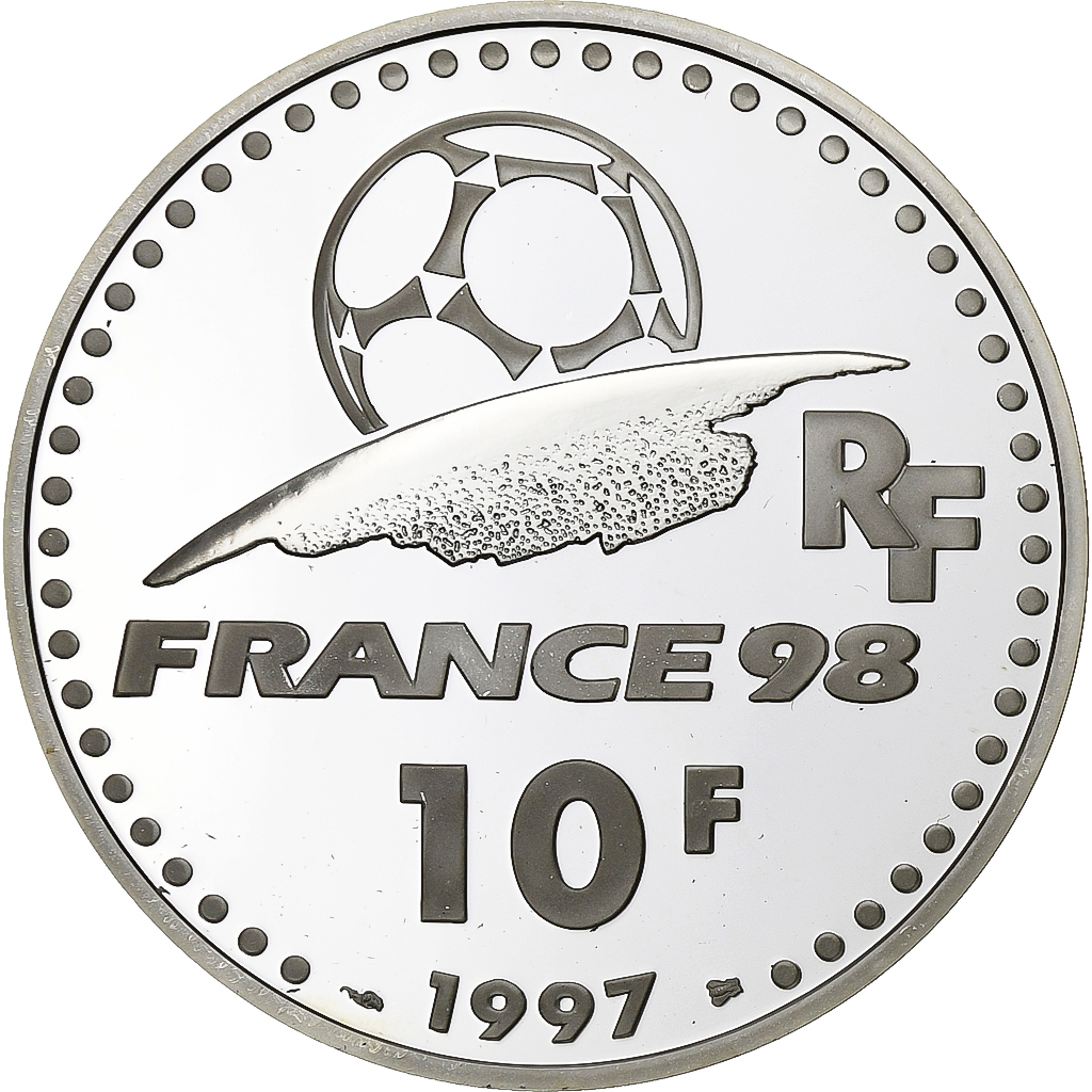 France, 10 Francs, France 98, Allemagne, 1997, Monnaie de Paris, BE, Silver