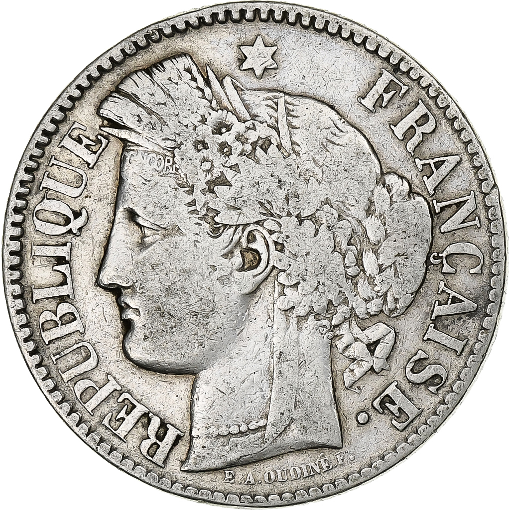 France, 2 Francs, Cérès, 1871, Bordeaux, Silver, , Gadoury:529