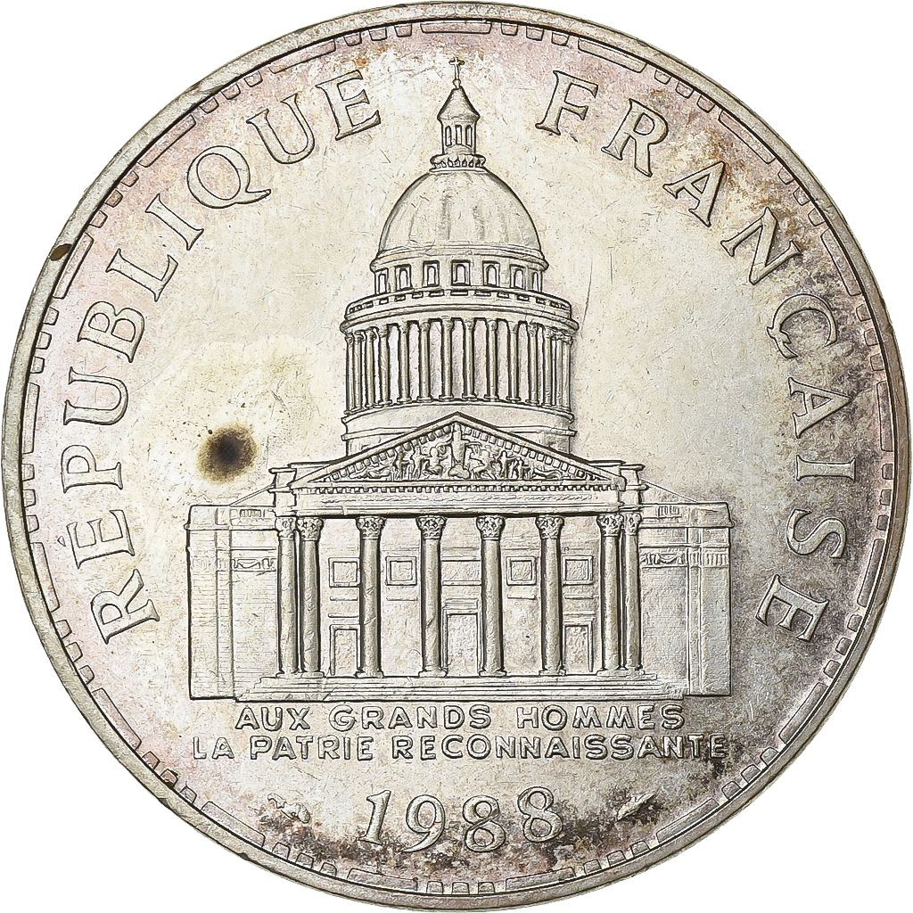 バタイユ = Georges Bataille,du sacré au pre… France, 100 Francs, Panthéon, 1988, Paris, Silver, , Gadoury:898