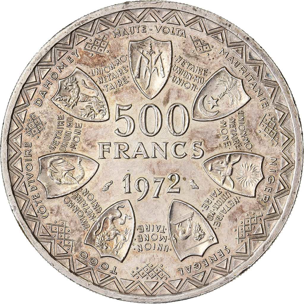 West African States, 500 Francs, 1972, Silver, , KM:7