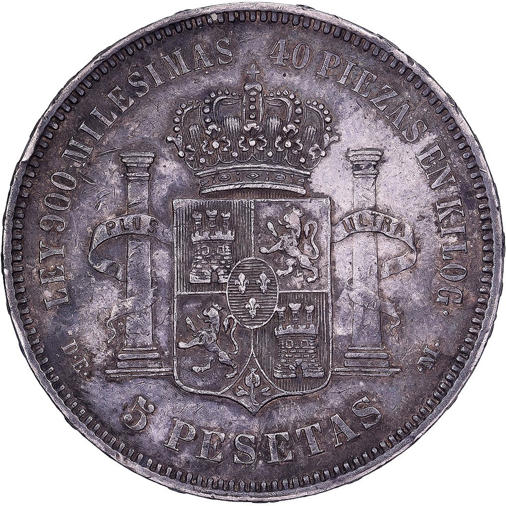 Spain, Alfonso XII, 5 Pesetas, 1876, Madrid, Silver, , KM:671