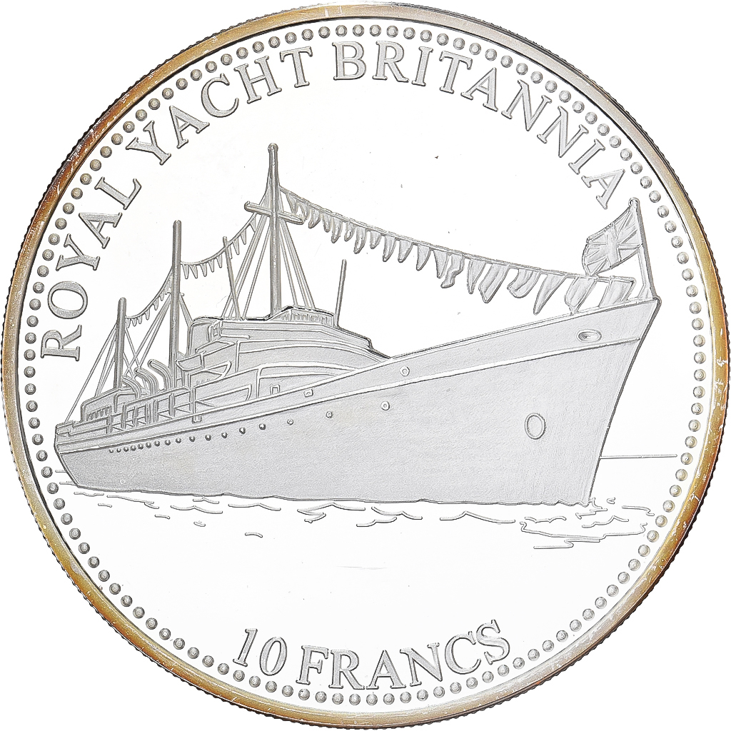 Democratische Republiek Congo, 10 Francs, 2001, Royal Yacht Britannia, Zilver