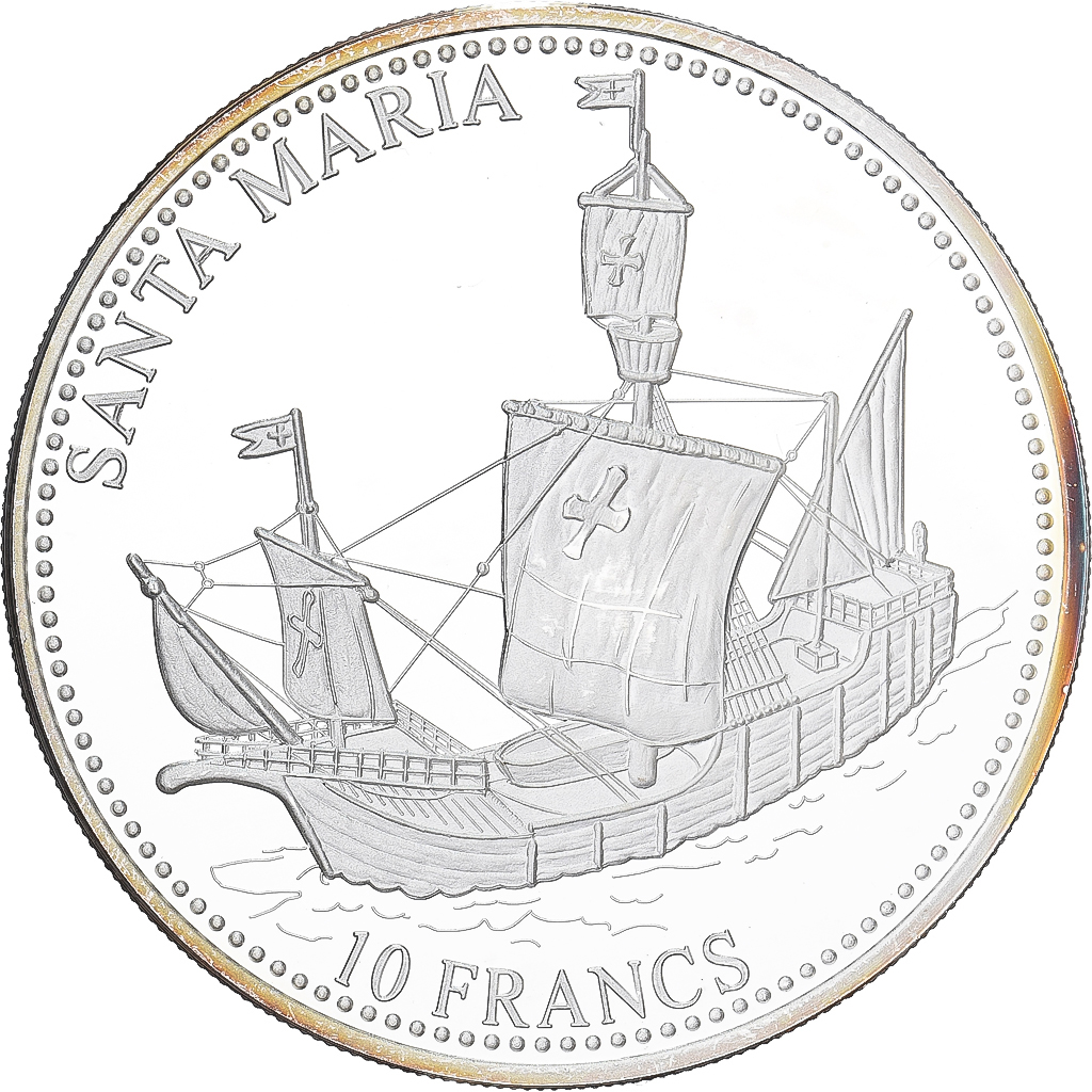 Congo Democratic Republic, 10 Francs, 2001, Santa Maria, Silver, MS