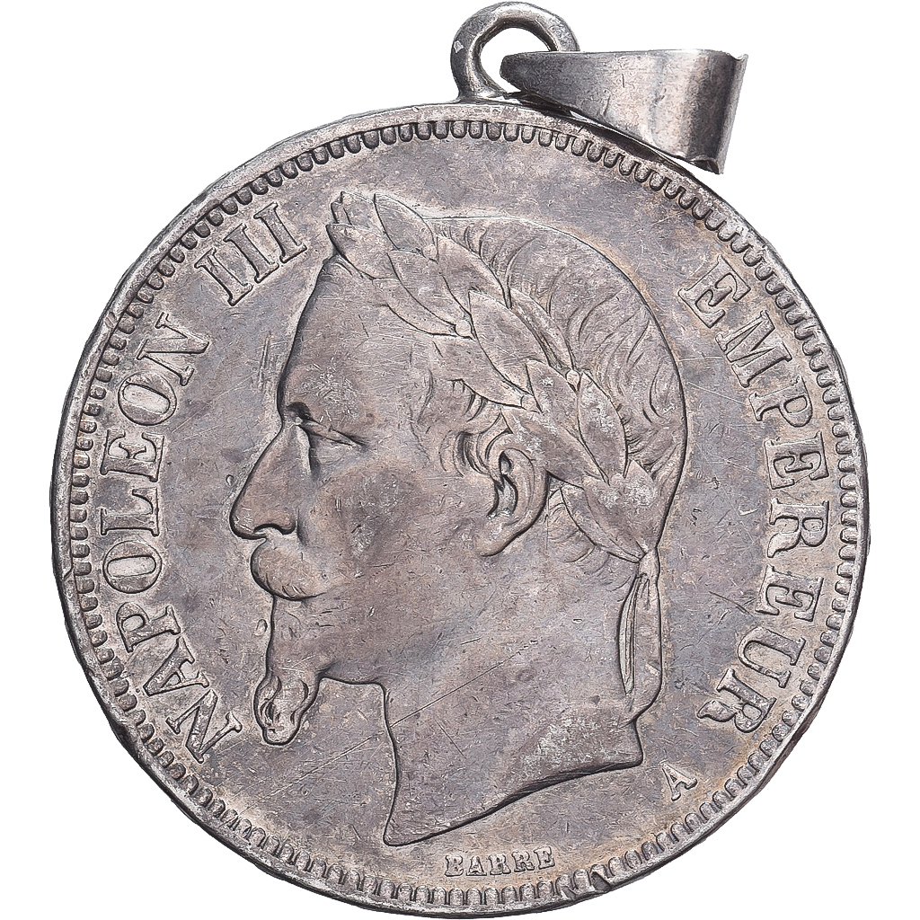 France, 5 Francs, Napoléon III, 1870, Paris, Silver, EF(40-45), Gadoury:739