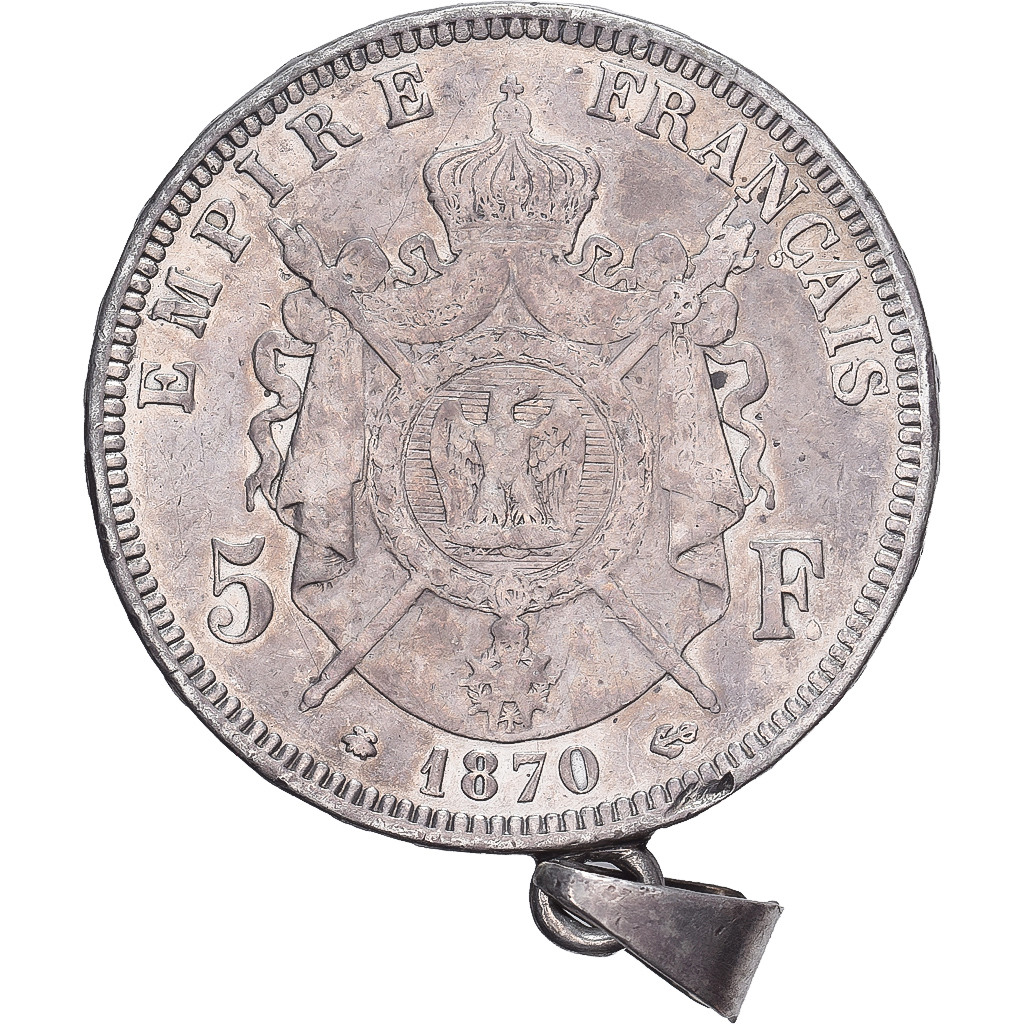 France, 5 Francs, Napoléon III, 1870, Paris, Silver, EF(40-45), Gadoury:739