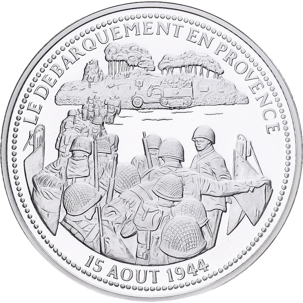 フランス共和国メダル France, Medal, Le Débarquement en Provence, Silver, | Tokens & Medals