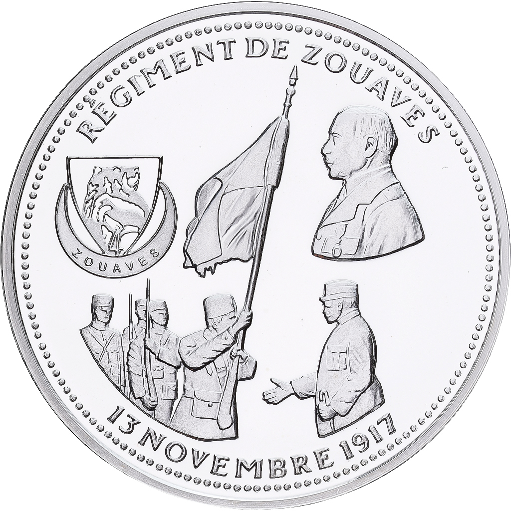 France, Medal, Régiment de Zouaves, Silver, MS(65-70)