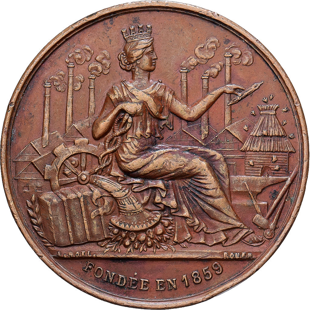 France, Token, Industrie du Textile, Rouen, 1898, Copper, Noël, AU