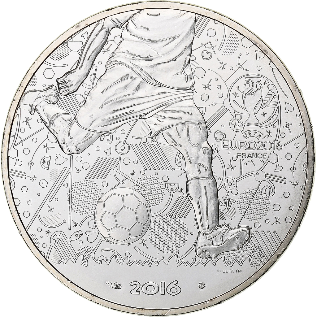 Frankreich, 10 Euro, UEFA Euro 2016, 2016, Monnaie de Paris, UNZ, Silber