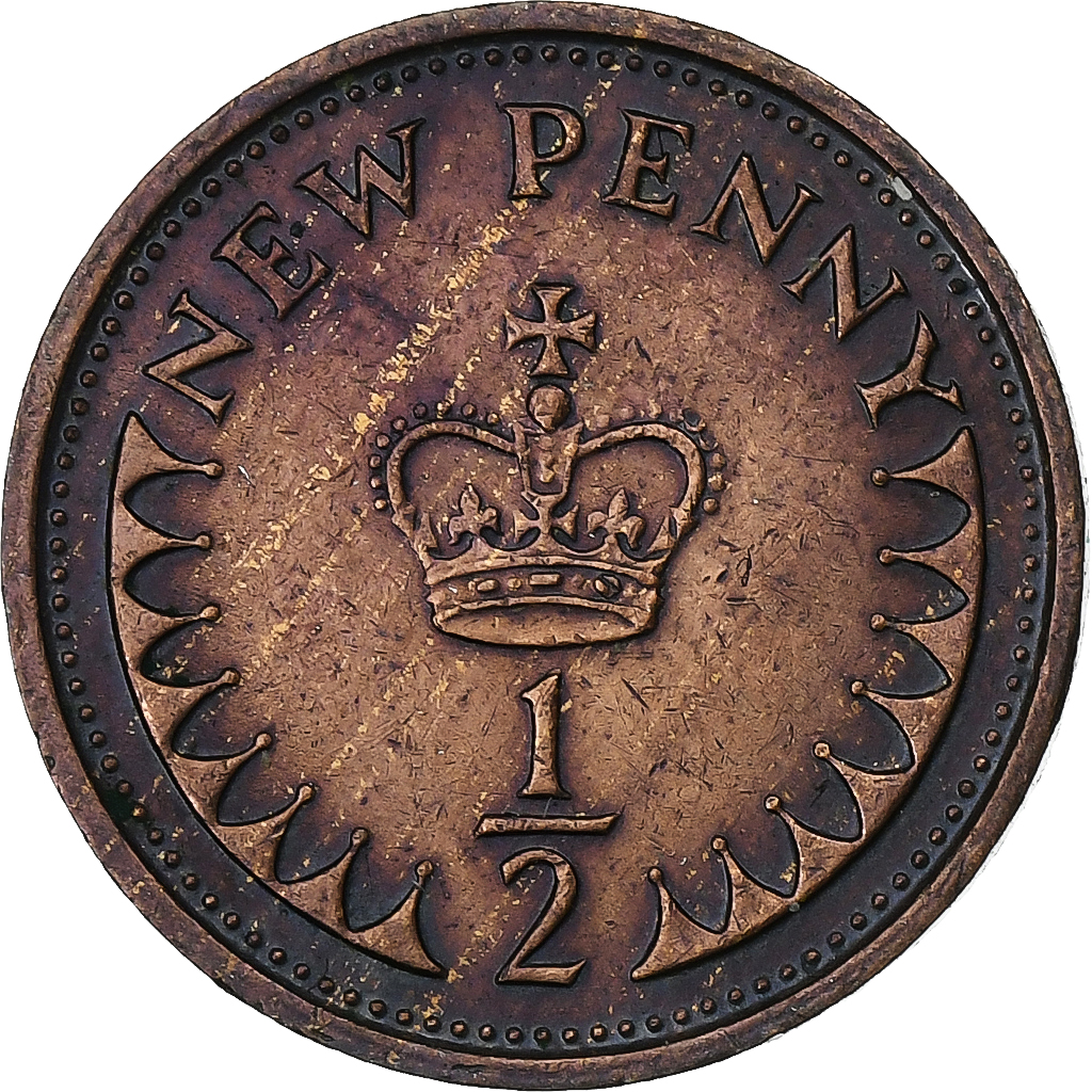 Great Britain, Elizabeth II, 1/2 New Penny, 1976, Bronze, , KM:914