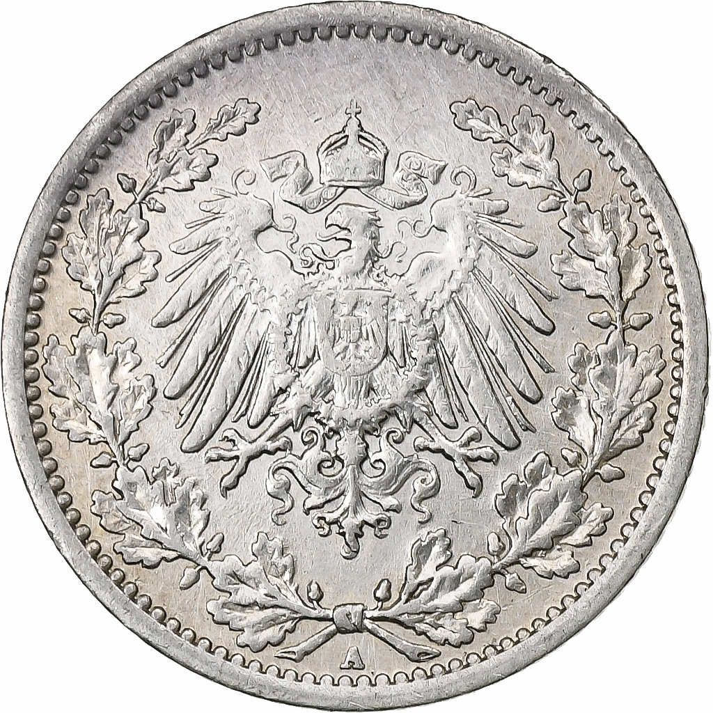 GERMANY - EMPIRE, 1/2 Mark, 1907, Berlin, Silver, , KM:17