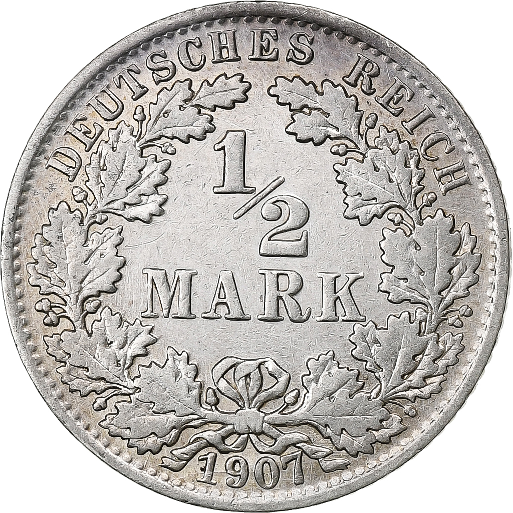 GERMANY - EMPIRE, 1/2 Mark, 1907, Berlin, Silver, , KM:17