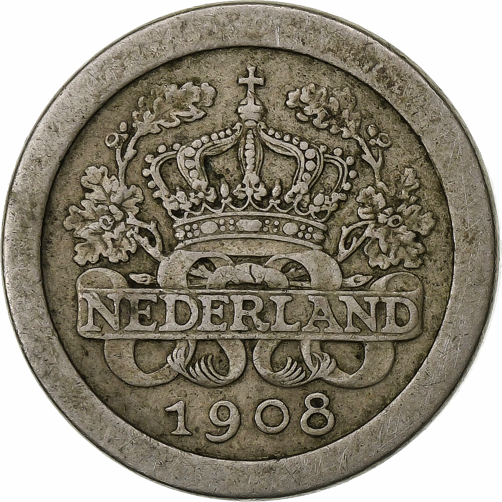 Netherlands, Wilhelmina I, 5 Cents, 1908, Copper-nickel, , KM:137