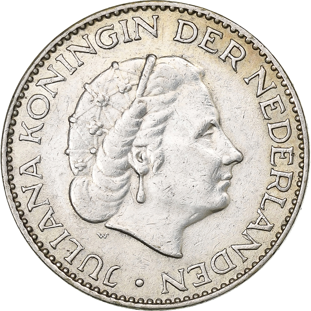 Netherlands, Juliana, Gulden, 1956, Silver, , KM:184