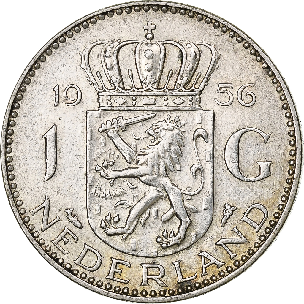 Netherlands, Juliana, Gulden, 1956, Silver, , KM:184