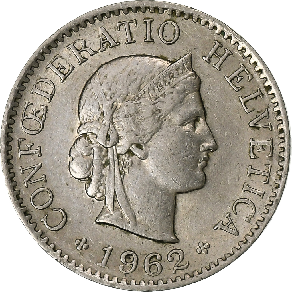 Switzerland, 5 Rappen, 1962, Bern, Copper-nickel, , KM:26