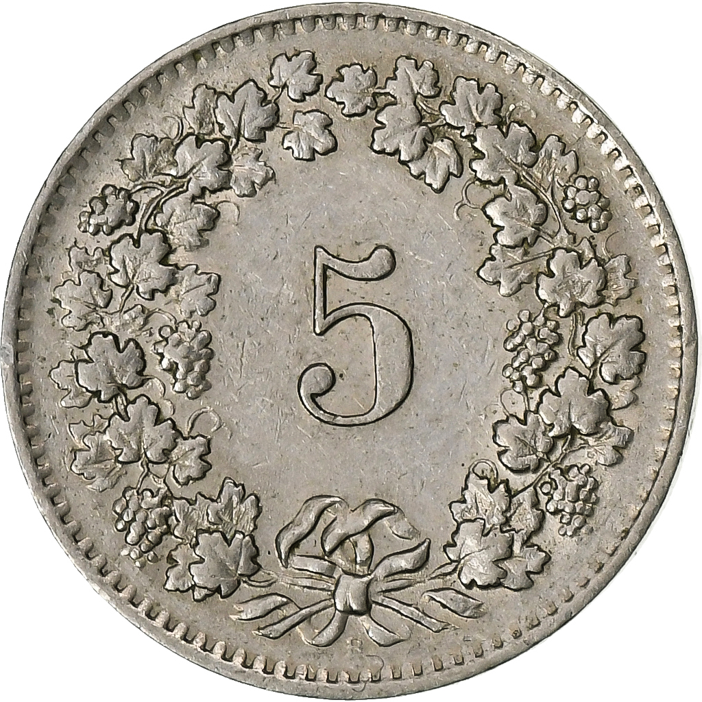Switzerland, 5 Rappen, 1962, Bern, Copper-nickel, , KM:26