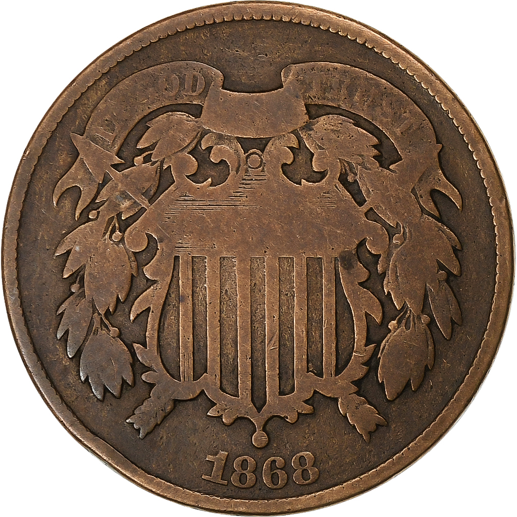 United States, 2 Cents, 1868, U.S. Mint, Copper-Tin-Zinc, , KM:94