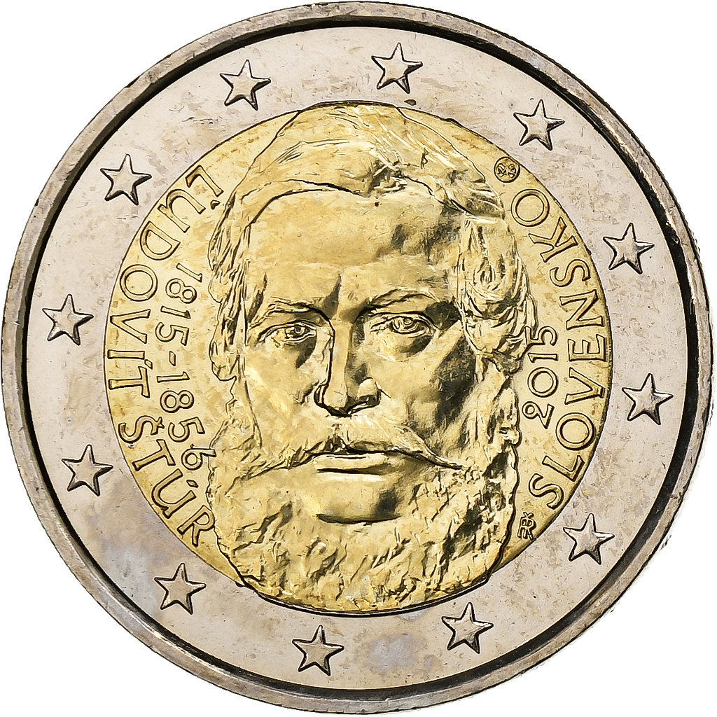 Slovakia, 2 Euro, Ľudovít Štúr, 2015, Kremnica, Bi-Metallic, 
