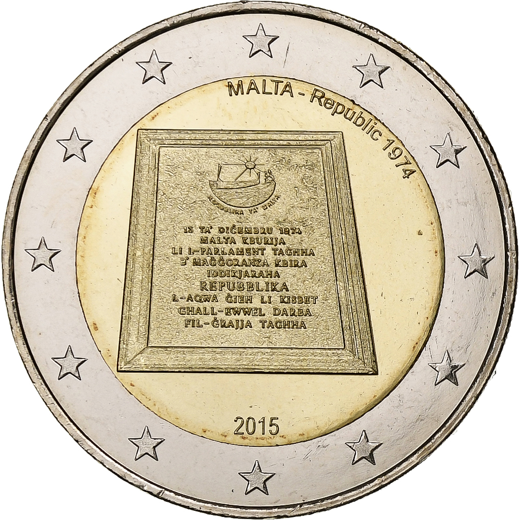 Malta, 2 Euro, Republic of Malta 1974, 2015, Bi-Metallic, 