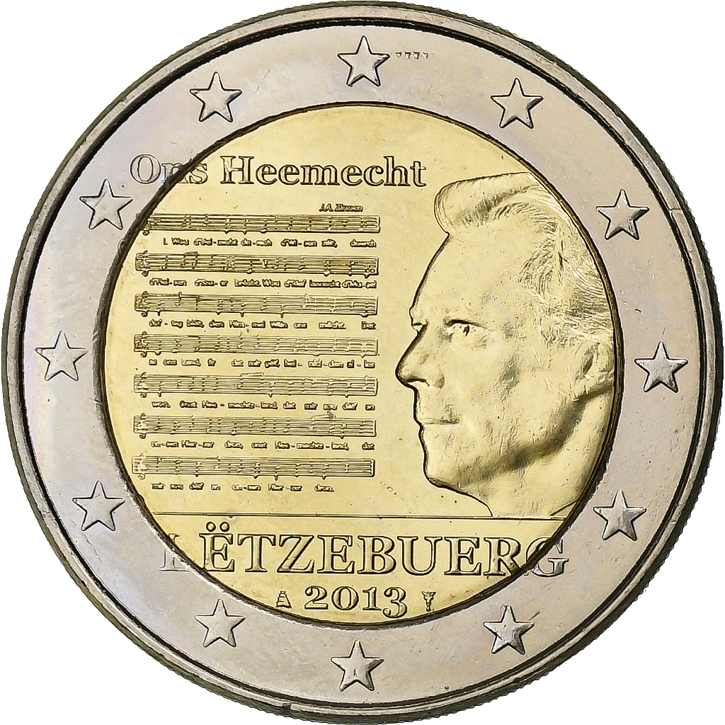 Luxembourg, 2 Euro, Henri I National Anthem, 2013, Utrecht, Bi-Metallic, MS(63)