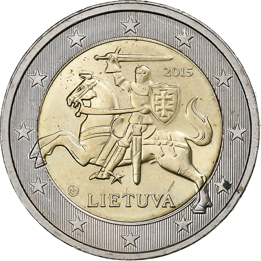Lithuania, 2 Euro, The arms of Lithuania, 2015, Vilnius, Bi-Metallic, MS
