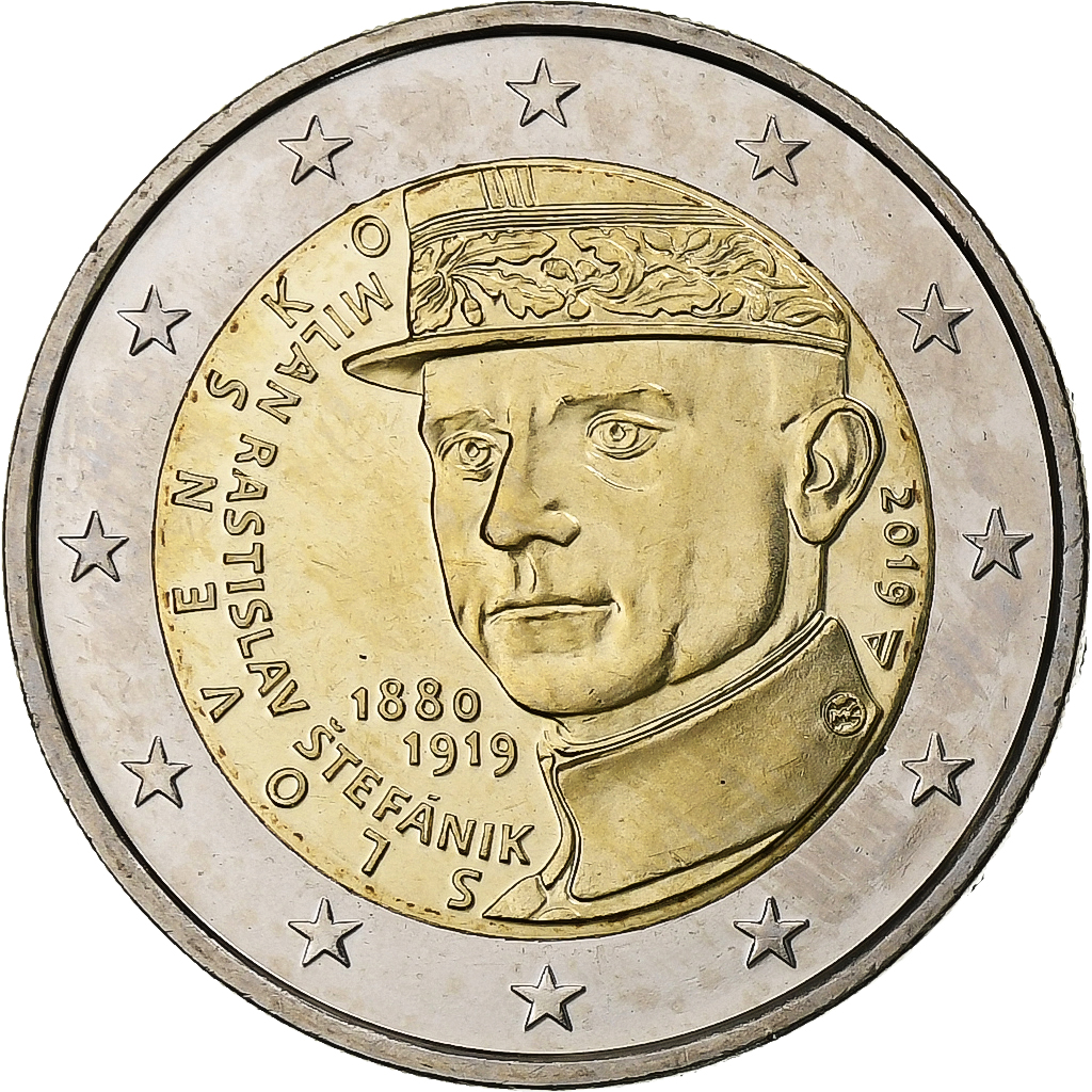 Slowakei, 2 Euro, Milan Rastislav Štefánik, 2019, Kremnica, Bi-Metallic, UNZ