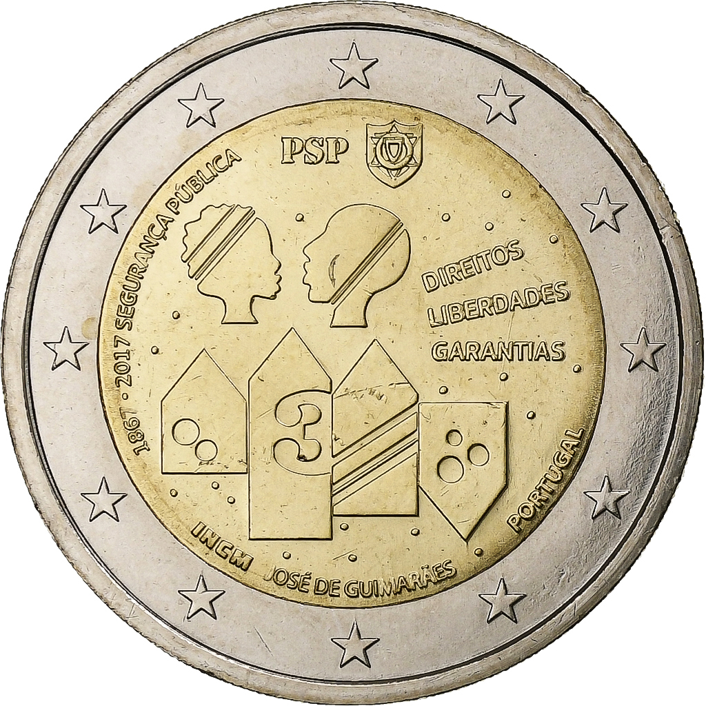 Portugal, 2 Euro, 150 years of public security, 2017, Lisbon, Bi-Metallic, UNZ